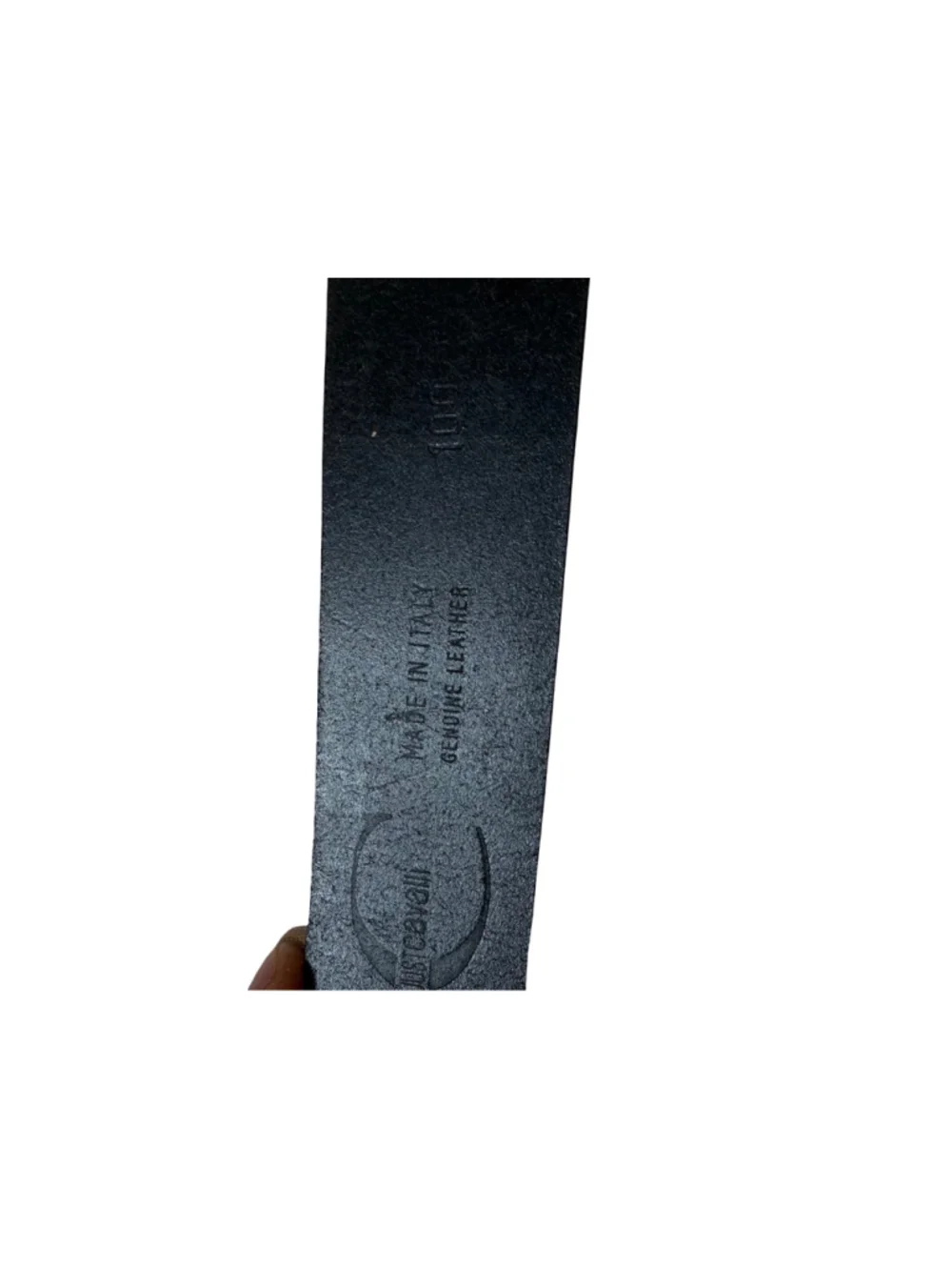 Just Cavalli Black Leather Belt Size 100 Made Italy Logo Buckle Y2K